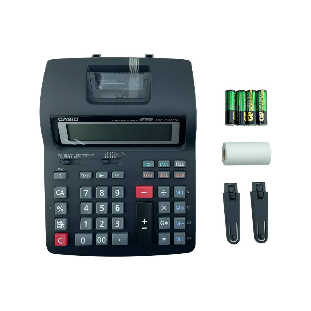 2-Pack Casio HR-150TM Calculator Ink Rollers – IR-40T Compatible, Black/Red