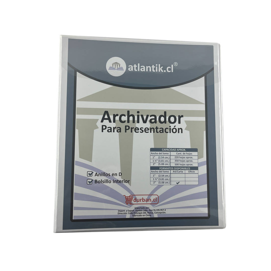 ARCHIVADOR PRESENTACION A4/CARTA 500 HOJAS 2.0PULG BLANCO ATLANTIK