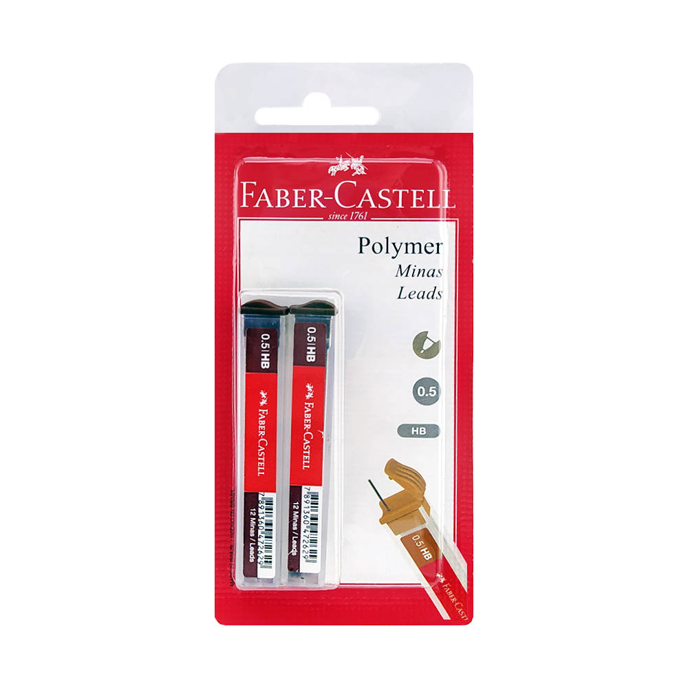 MINA 0 5MM HB BLISTER 02 TUBOS DE 12 MINAS FABER CASTELL