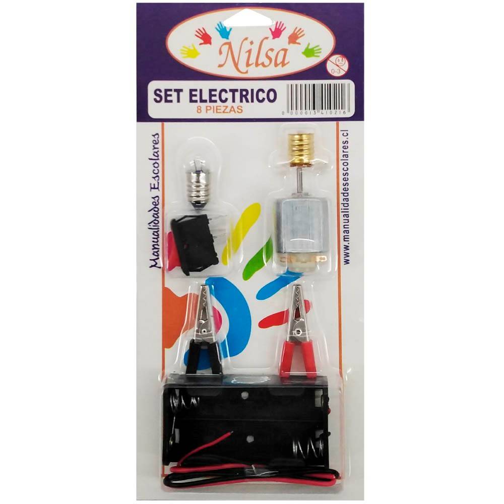 Kit Circuito Eléctrico Escolar 8 Piezas + 2 Pilas